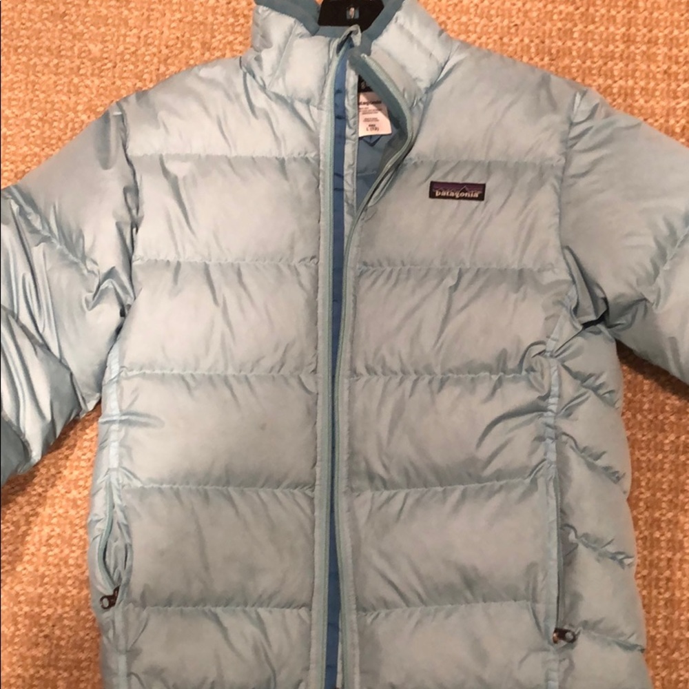 Patagonia light aqua kids jacket.